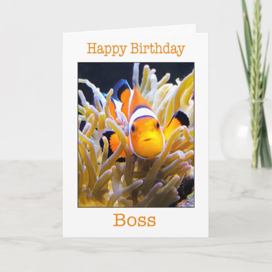 Happy Birthday Boss Clown Fish Card Karte (Vorderseite)