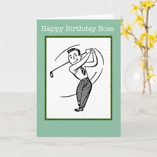 Happy Birthday Boss Gentleman Golfer Card Karte (Gelbe Blume)