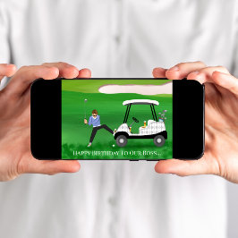 Happy Birthday Boss - Golfer in sonniger Lage Karte