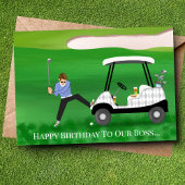 Happy Birthday Boss - Golfer in sonniger Lage Karte