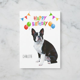 Happy Birthday Boston Terrier Balloons und Banner Karte