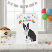 Happy Birthday Boston Terrier Balloons und Banner Karte