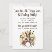 Happy Birthday Boston Terrier Dog Playing Drums Einladung (Rückseite)