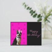 Happy Birthday Boston Terrier Postcard Postkarte (Stehend Vorderseite)