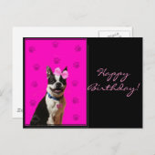 Happy Birthday Boston Terrier Postcard Postkarte (Vorne/Hinten)