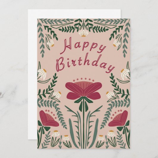 Happy Birthday Botanical Card (Vorne/Hinten)