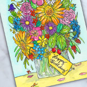 Happy Birthday Bouquet Postcard von N. Janes Postkarte