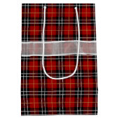 Happy Birthday Bow auf Tartan Kariert Mittlere Geschenktüte (Rückseite)