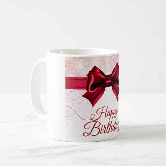 Happy Birthday Bow Kaffeetasse (Vorderseite Links)