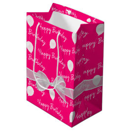 Happy Birthday Bow und Balloons Mittlere Geschenktüte