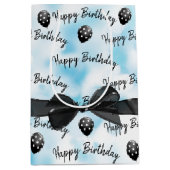 Happy Birthday Bow und Polka Dot Balloons Mittlere Geschenktüte (Vorderseite)