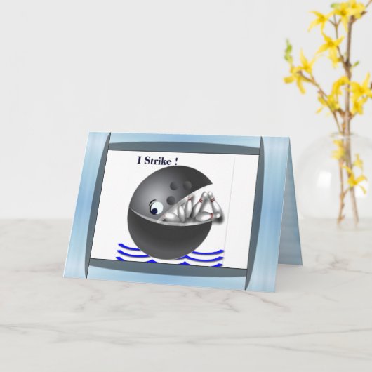 Happy Birthday Bowling Karte (Gelbe Blume)