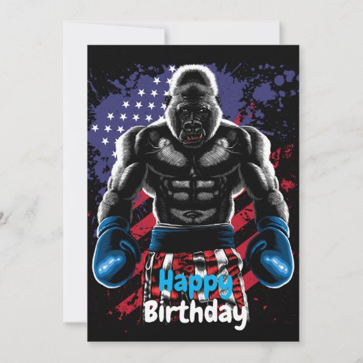 Happy Birthday boxer gorilla Einladung (Vorderseite)