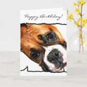 Happy Birthday Boxer Hund Grußkarte Karte (Gelbe Blume)