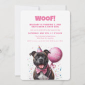 Happy Birthday Boxer mit Pink Balloon Custom Einladung (Vorderseite)