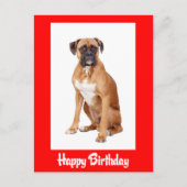 Happy Birthday Boxer Puppy Dog Red Postcard Postkarte (Vorderseite)