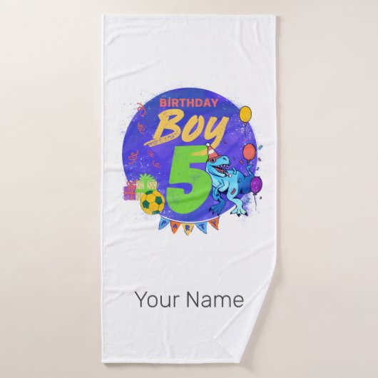 Happy Birthday Boy 5. Geburtstag Dinosaurier Badehandtuch (Badehandtuch)