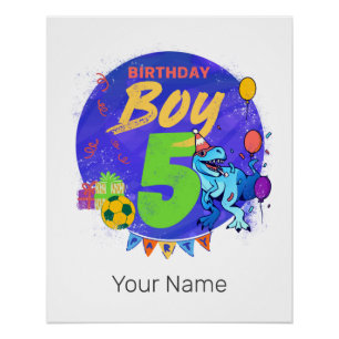 Happy Birthday Boy 5. Geburtstag Dinosaurier Poster