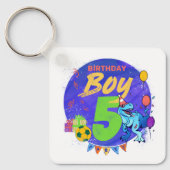 Happy Birthday Boy 5. Geburtstag Dinosaurier Schlüsselanhänger (Vorderseite)