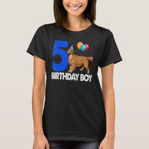 Happy Birthday Boy 5 Golden Retriever Hund T-Shirt