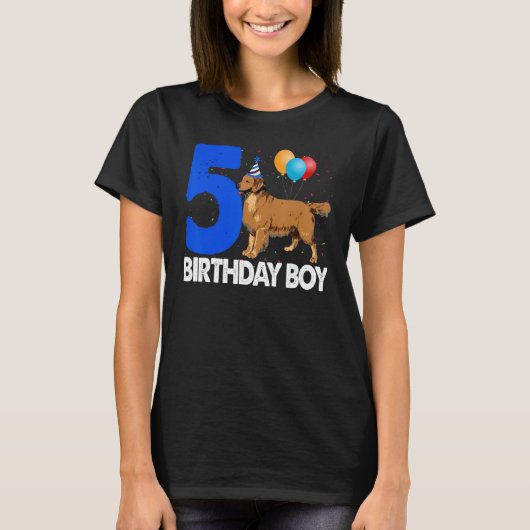Happy Birthday Boy 5 Golden Retriever Hund T-Shirt (Vorderseite)