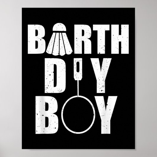 Happy Birthday Boy Badminton Player Shuttle Birthd Poster (Vorne)