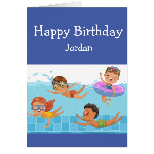 Happy Birthday Boy Girl Lieben Wasser schwimmen (Vorne)