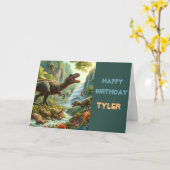 Happy Birthday Boys Dinosaurier Karte (Gelbe Blume)