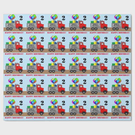 Happy Birthday Boys Truck Personalize Name Age Geschenkpapier (Flach)
