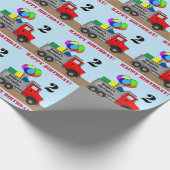Happy Birthday Boys Truck Personalize Name Age Geschenkpapier (Ecke)