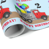 Happy Birthday Boys Truck Personalize Name Age Geschenkpapier (Rolleneckpunkt)