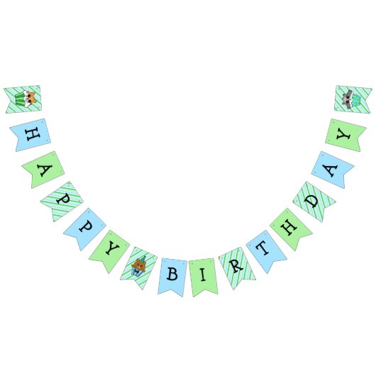 Happy Birthday Boy's Woodland Themed Wimpelkette (Alle)