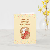 Happy Birthday Breakfast Bacon Sloth Karte (Gelbe Blume)