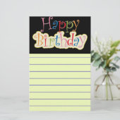 Happy Birthday Briefpapier (Stehend Vorderseite)