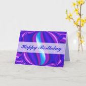 Happy Birthday bright blue Karte (Gelbe Blume)