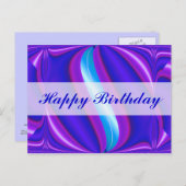 Happy Birthday bright blue Postkarte (Vorne/Hinten)