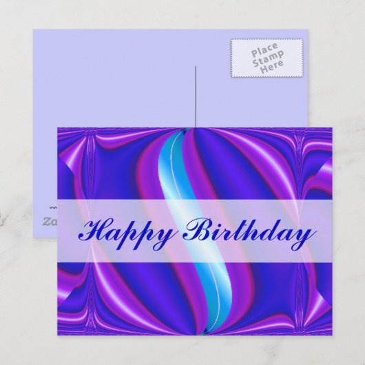 Happy Birthday bright blue Postkarte (Vorne/Hinten)