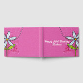 Happy Birthday Bright Pink Bold White Daisy Gästebuch (Voll)