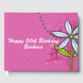 Happy Birthday Bright Pink Bold White Daisy Gästebuch (Vorderseite)