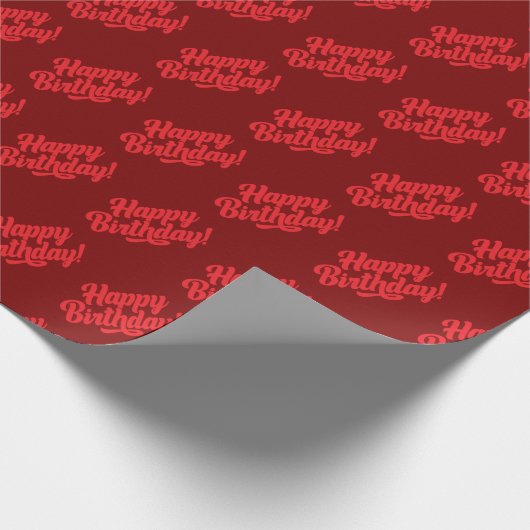 Happy Birthday Bright Red Geschenkpapier (Ecke)