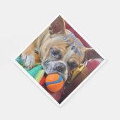 Happy Birthday Brindle Boston Terrier Serviette (Ecke)