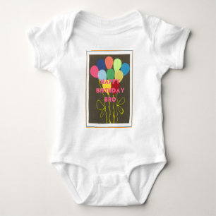 Happy Birthday Bro Art Print Baby Strampler