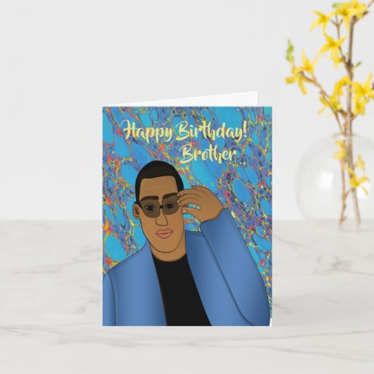 Happy Birthday Brother African American Card Karte (Gelbe Blume)