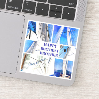 Happy Birthday Brother Artistic White Sails Aufkleber