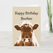 Happy Birthday Brother Cow Joke Spaß Karte (Vorderseite)