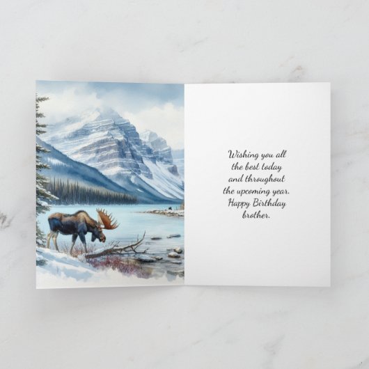 Happy Birthday Brother Elche im Winter Karte (Innenseite)