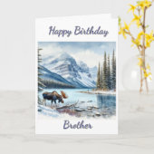 Happy Birthday Brother Elche im Winter Karte (Gelbe Blume)