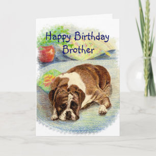 Happy Birthday Brother Erregt Spaß Boxer Dog Karte