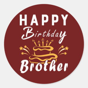 Happy Birthday Brother Fun Family Matching Outfit Runder Aufkleber