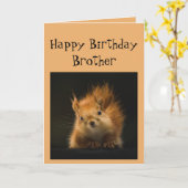 Happy Birthday Brother Funny Red Squirrel Tier Karte (Gelbe Blume)